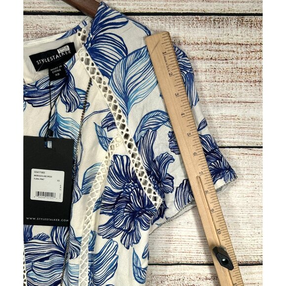 Stylestalker Womens Magnolia Floral Mini Dress Size XS Blue White Open Back NWT - Picture 12 of 15